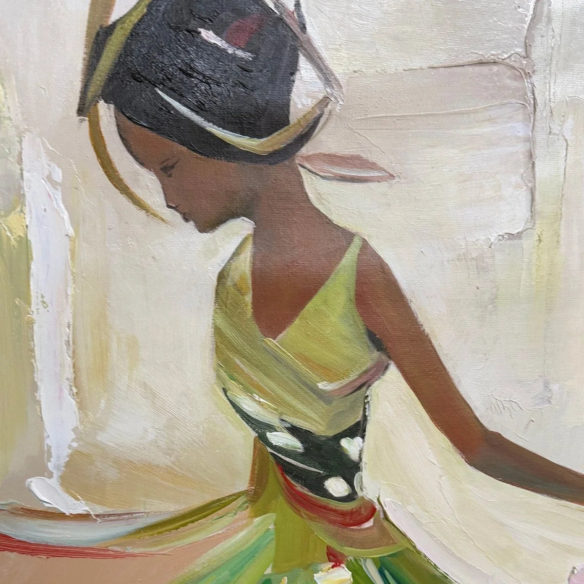 WHIRLWIND OF COLOR: Abstract Figurative Oil Painting of Dancer | rolled canvas, ready for custom framing