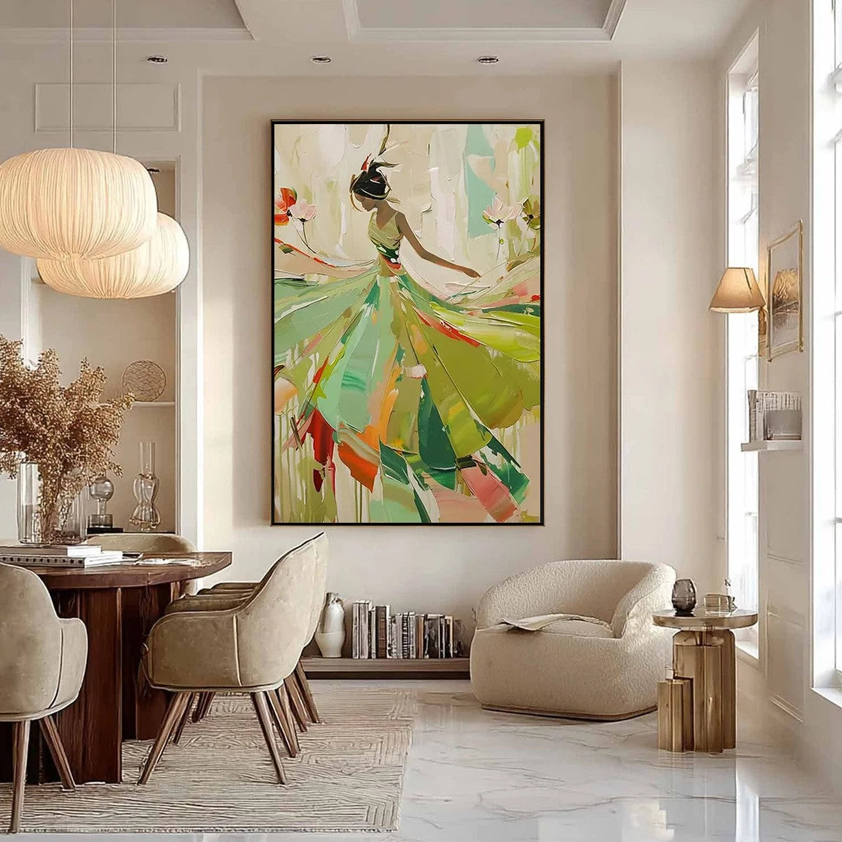 WHIRLWIND OF COLOR: Abstract Figurative Oil Painting of Dancer | multi-color palette, original oil on stretched canvas art