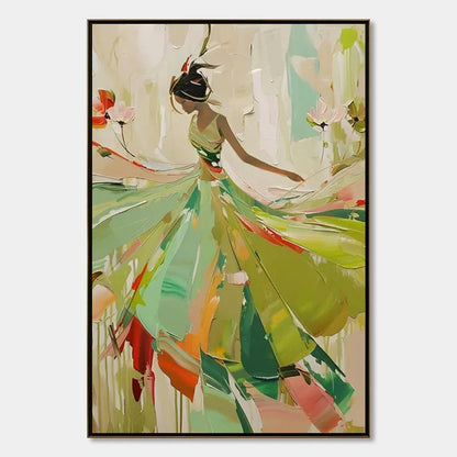 WHIRLWIND OF COLOR: Abstract Figurative Oil Painting of Dancer | hanging in living room, Figurative wall art