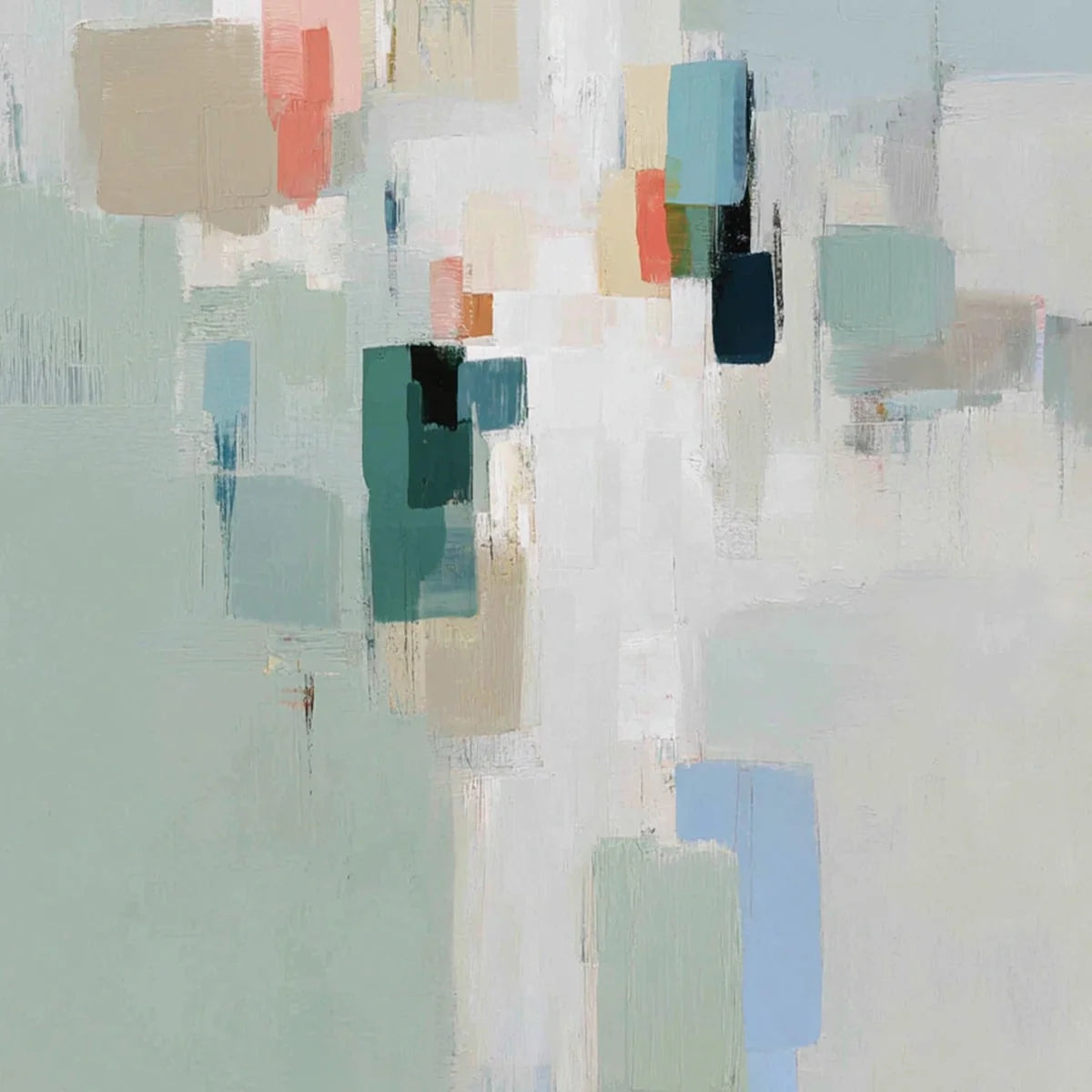 WHISPER: Minimalist Muted Tone Abstract Wall Art | rectangular format, hand-painted canvas edge