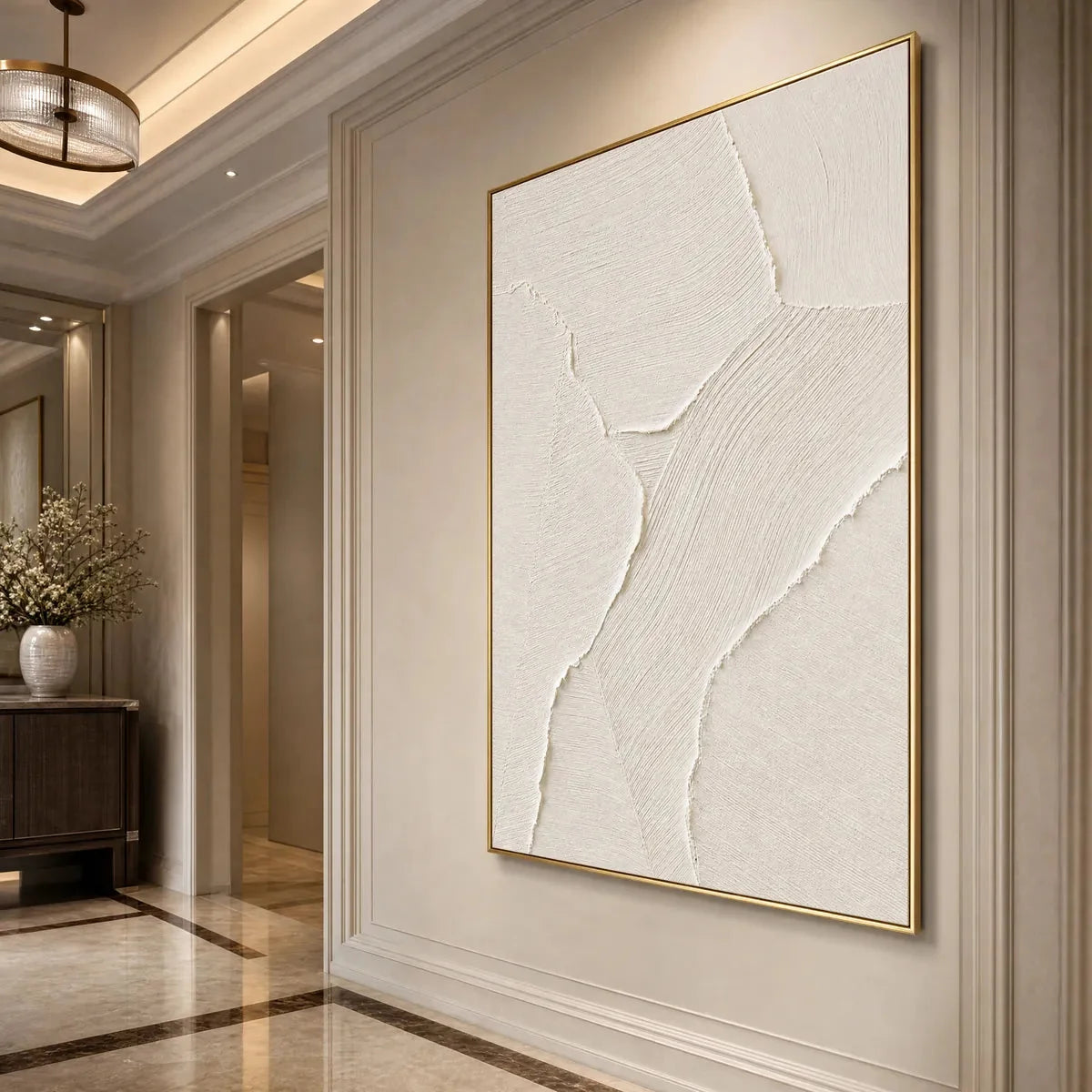 WHISPER: Wabi Sabi Style Textured Abstract Painting | Abstract mood, soft natural light studio shot