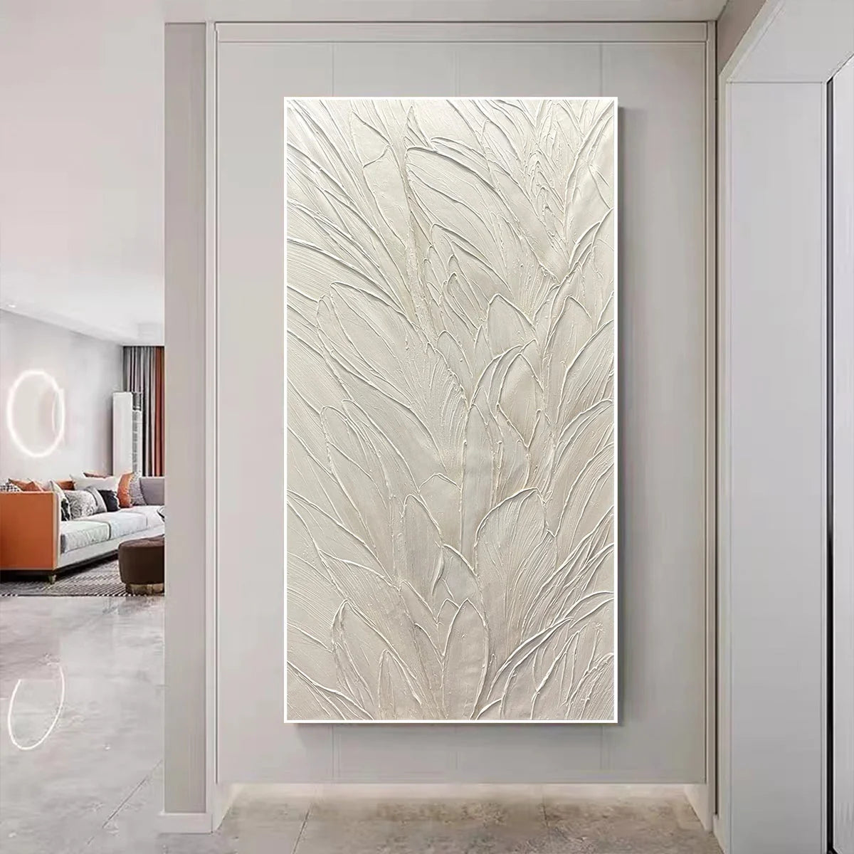 WHISPERED WINDS: Textured Minimalist Oil Painting in Off-White #2