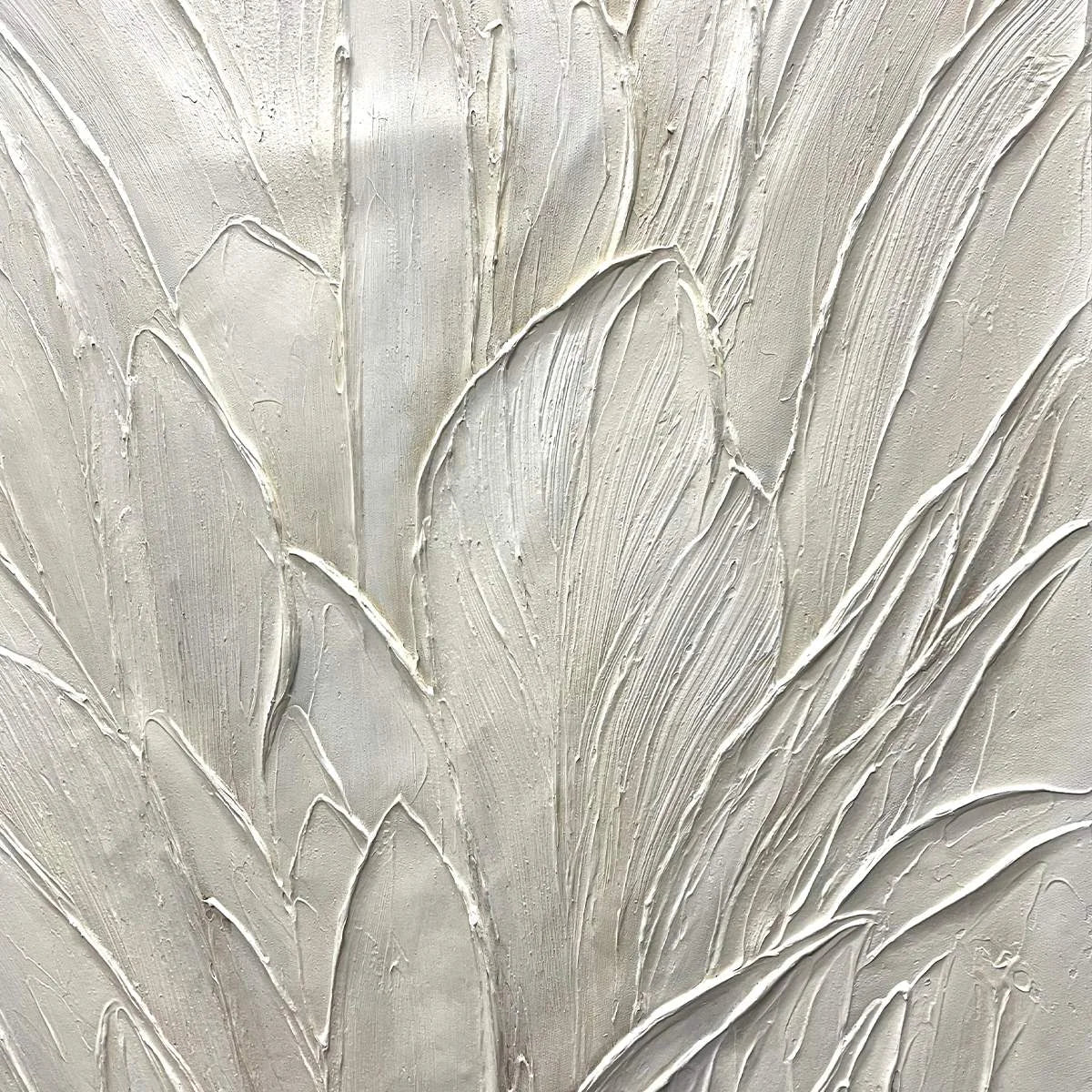 WHISPERED WINDS: Textured Minimalist Oil Painting in Off-White #5