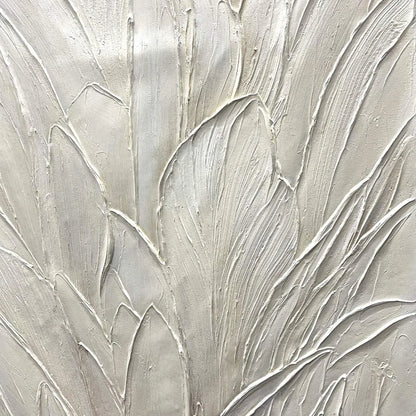 WHISPERED WINDS: Textured Minimalist Oil Painting in Off-White #5