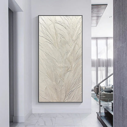 WHISPERED WINDS: Textured Minimalist Oil Painting in Off-White #7