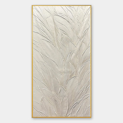 WHISPERED WINDS: Textured Minimalist Oil Painting in Off-White #1