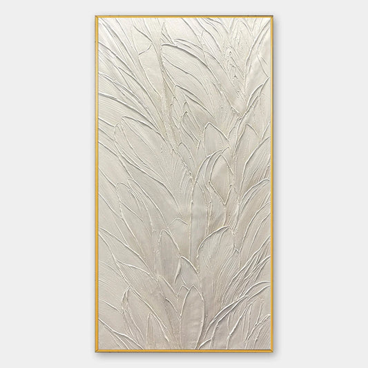 WHISPERED WINDS: Textured Minimalist Oil Painting in Off-White #1