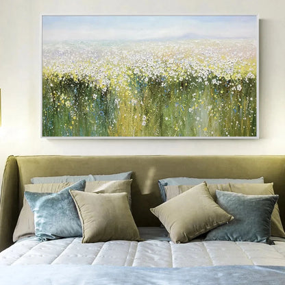 WHISPERING MEADOW: Impressionistic Wildflower Field Oil Painting | Impressionist mood, soft natural light studio shot