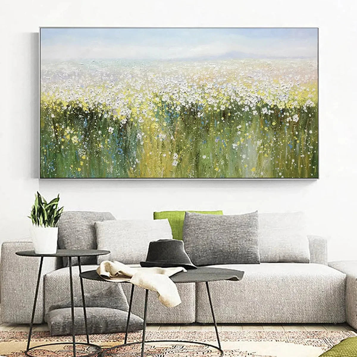 WHISPERING MEADOW: Impressionistic Wildflower Field Oil Painting | multi-color palette, original oil on stretched canvas art