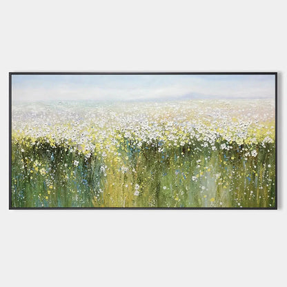 WHISPERING MEADOW: Impressionistic Wildflower Field Oil Painting | hanging in living room, Impressionist wall art