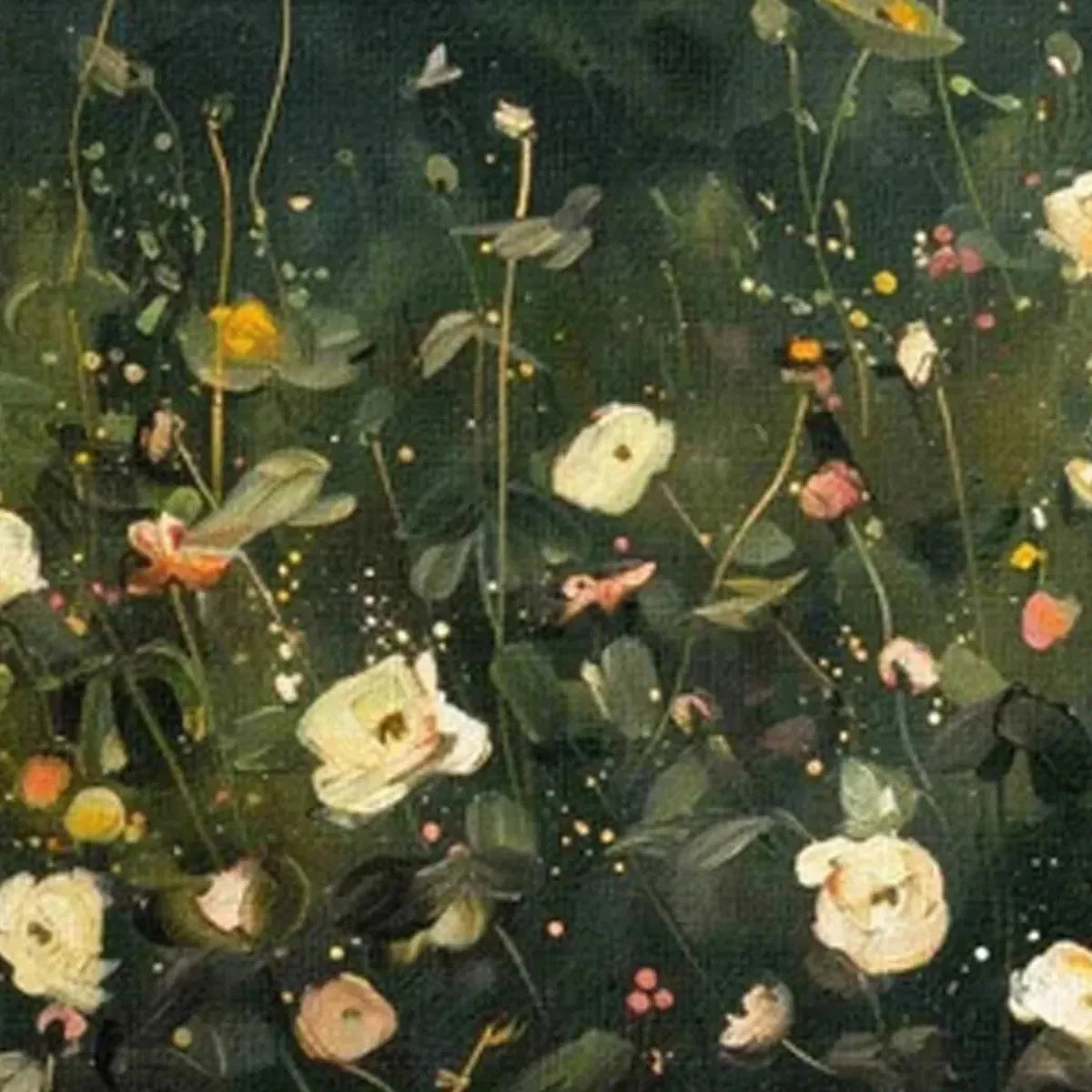 WHISPERING MEADOW PANORAMIC: Wildflower Painting, Panoramic Wall Art, Dark Floral Decor | multi-color palette, original oil on stretched canvas art