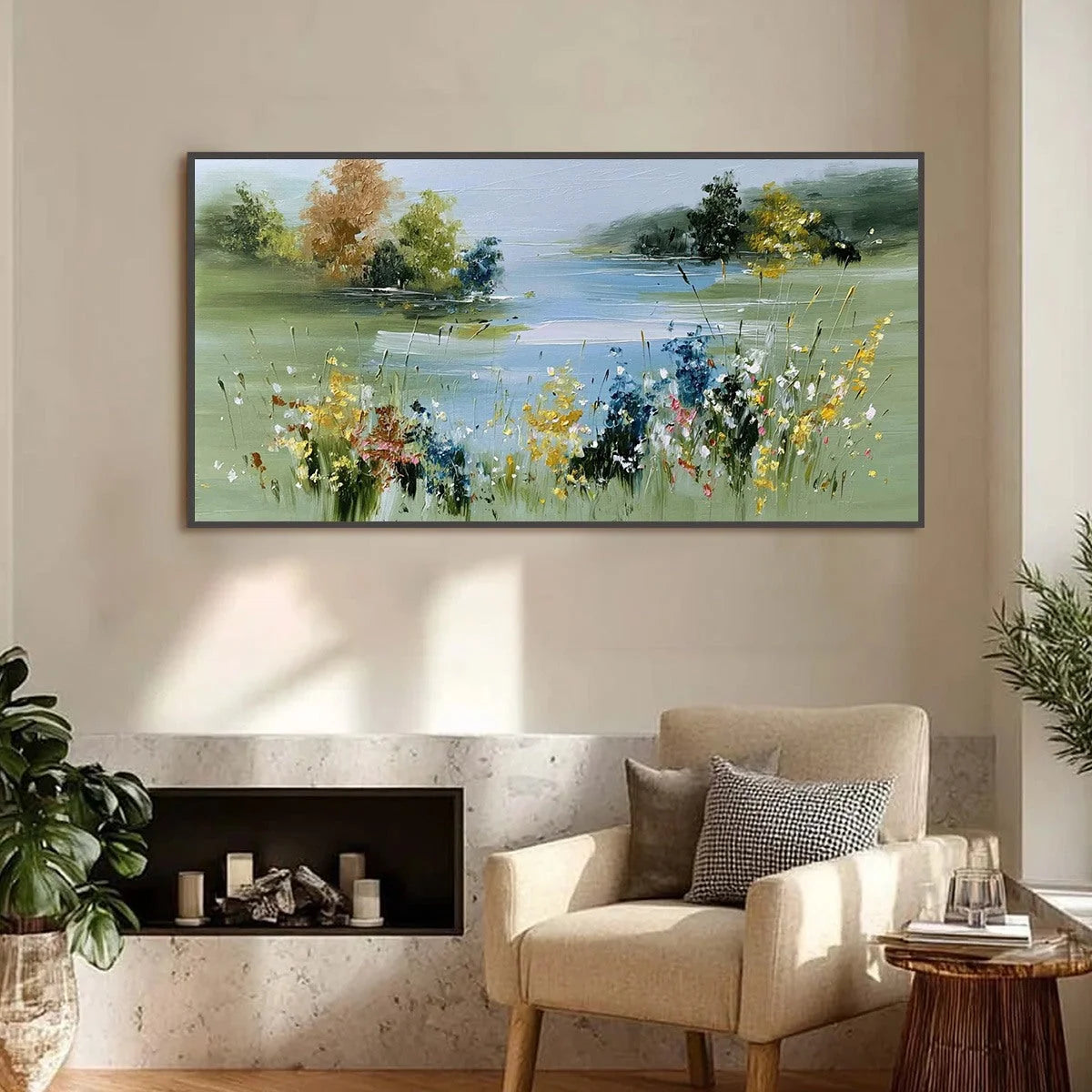 WHISPERING MEADOW: Textured Impasto Wildflower Landscape Painting | Landscape closeup, raised brushwork detail