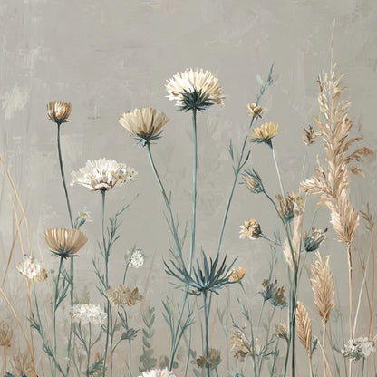 WHISPERING MEADOW: Vintage Botanical Wildflower Painting | rolled canvas, ready for custom framing