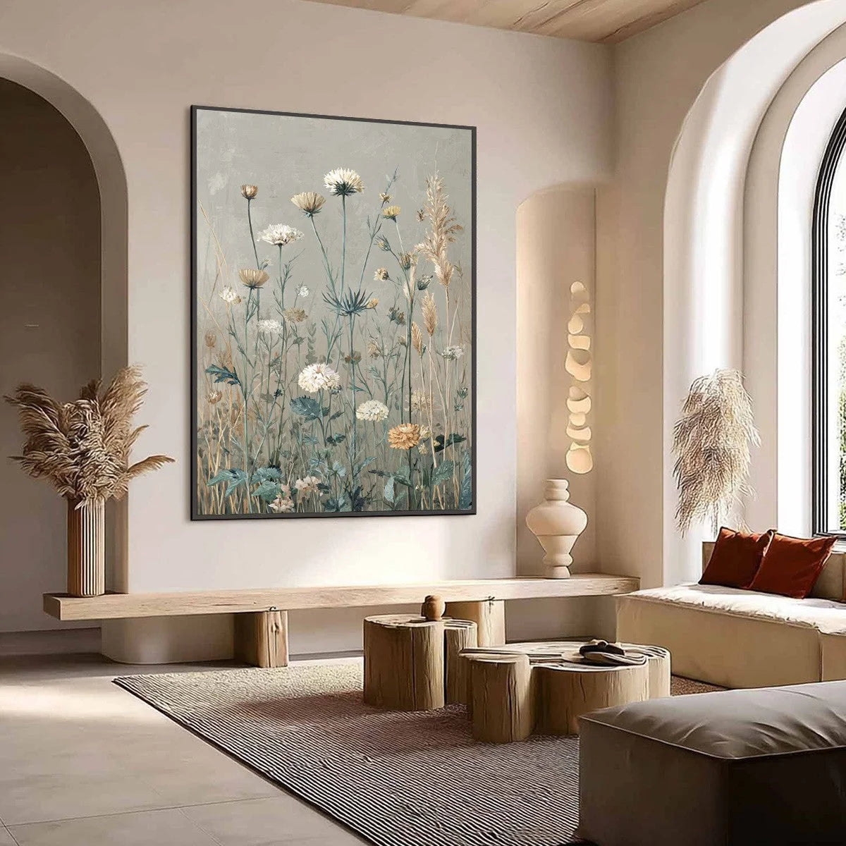 WHISPERING MEADOW: Vintage Botanical Wildflower Painting | Abstract mood, soft natural light studio shot