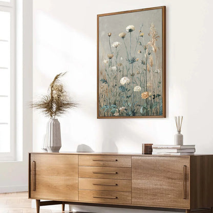 WHISPERING MEADOW: Vintage Botanical Wildflower Painting | multi-color palette, original oil on stretched canvas art