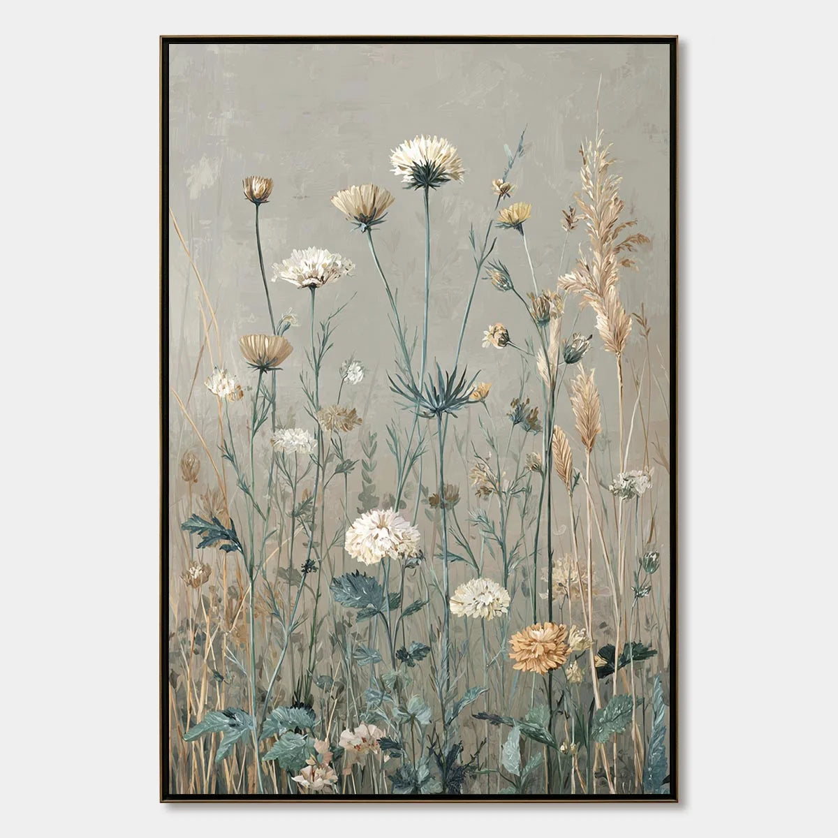WHISPERING MEADOW: Vintage Botanical Wildflower Painting | hanging in living room, Abstract wall art