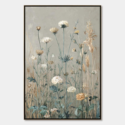 WHISPERING MEADOW: Vintage Botanical Wildflower Painting | hanging in living room, Abstract wall art