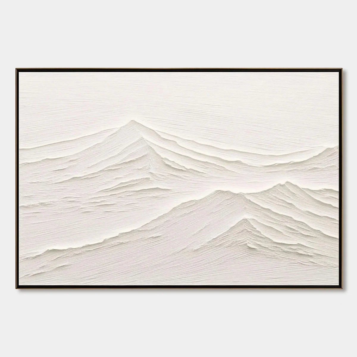 WHISPERING PEAKS: Textured Minimalist White Mountain Painting | hanging in living room, Minimalist wall art