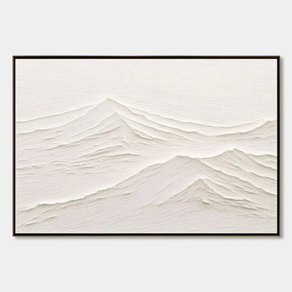 WHISPERING PEAKS: Textured Minimalist White Mountain Painting | hanging in living room, Minimalist wall art
