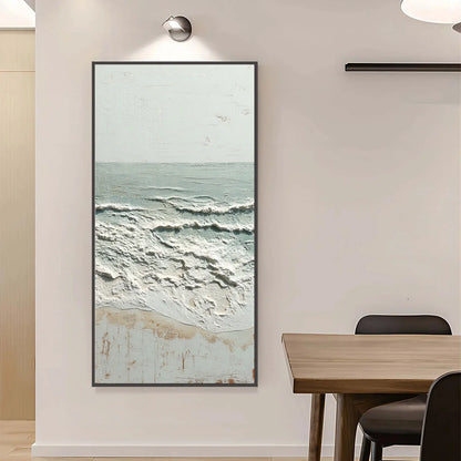 WHISPERING TIDE | gold frame stretched on neutral wall