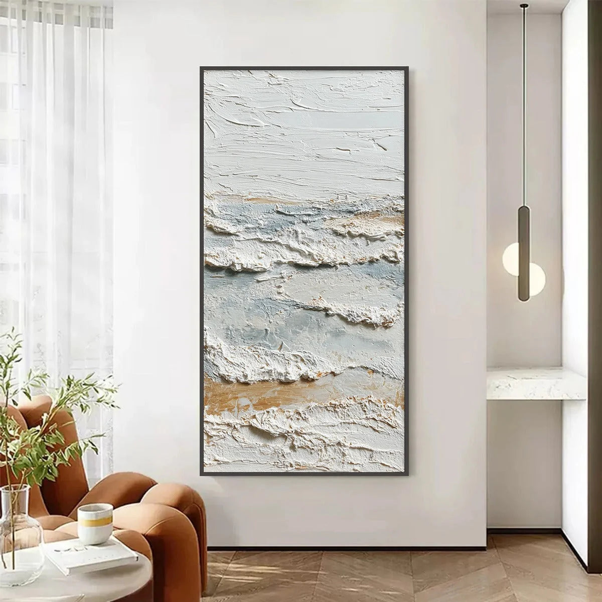 WHISPERING TIDES | Wabi Sabi closeup, raised brushwork detail