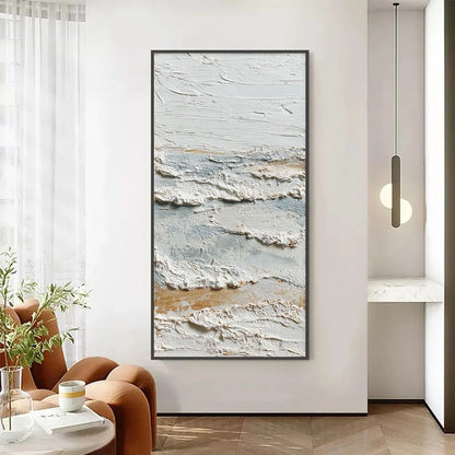 WHISPERING TIDES | Wabi Sabi closeup, raised brushwork detail