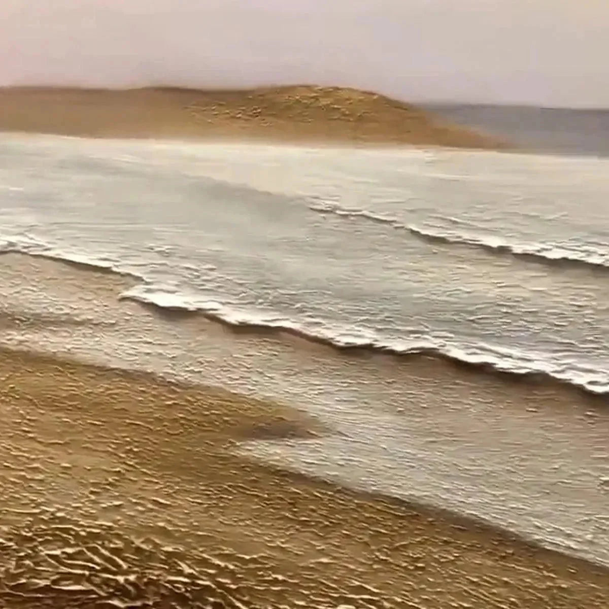 WHISPERING TIDES | rectangular format, hand-painted canvas edge