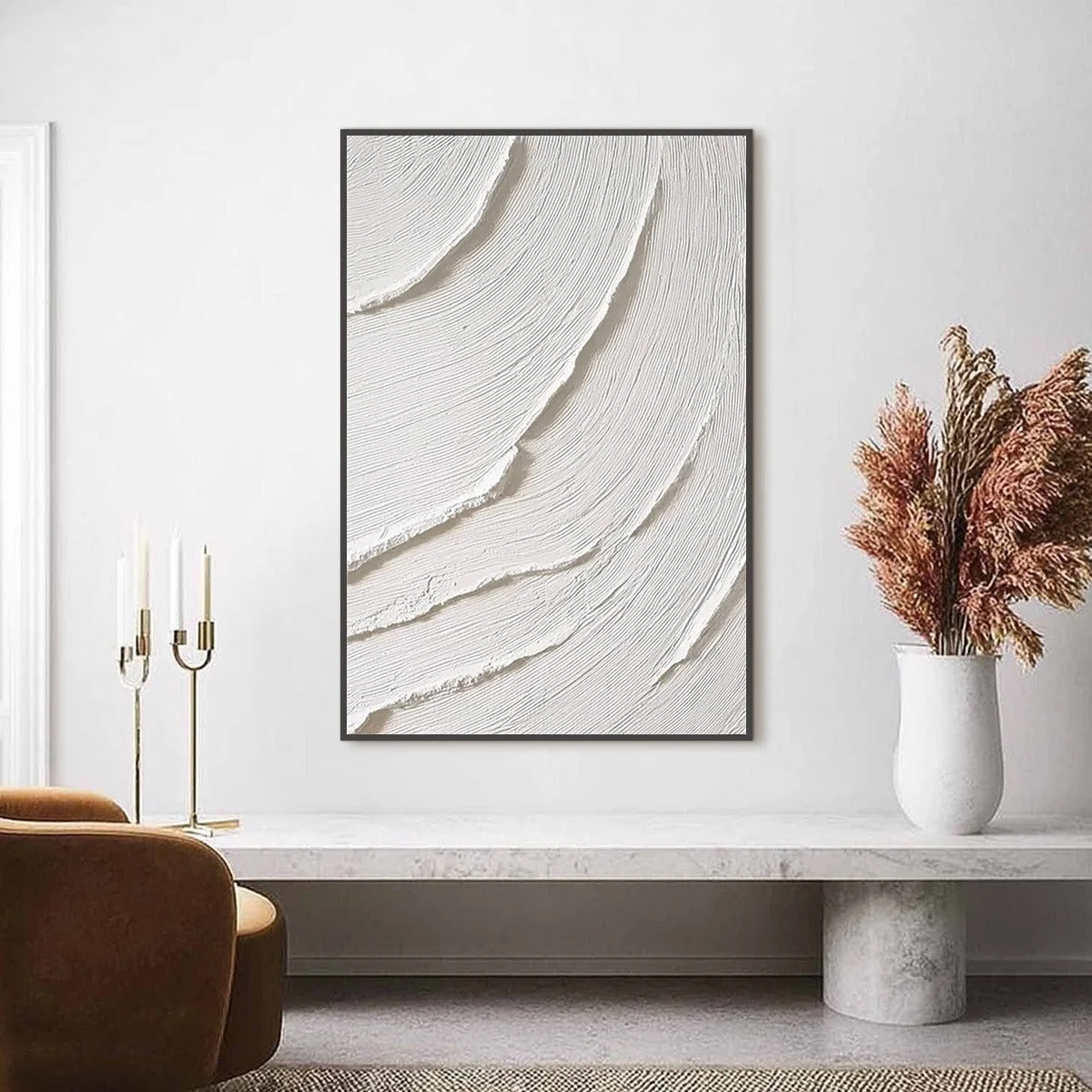 WHISPERING WAVES | Minimalist closeup, raised brushwork detail