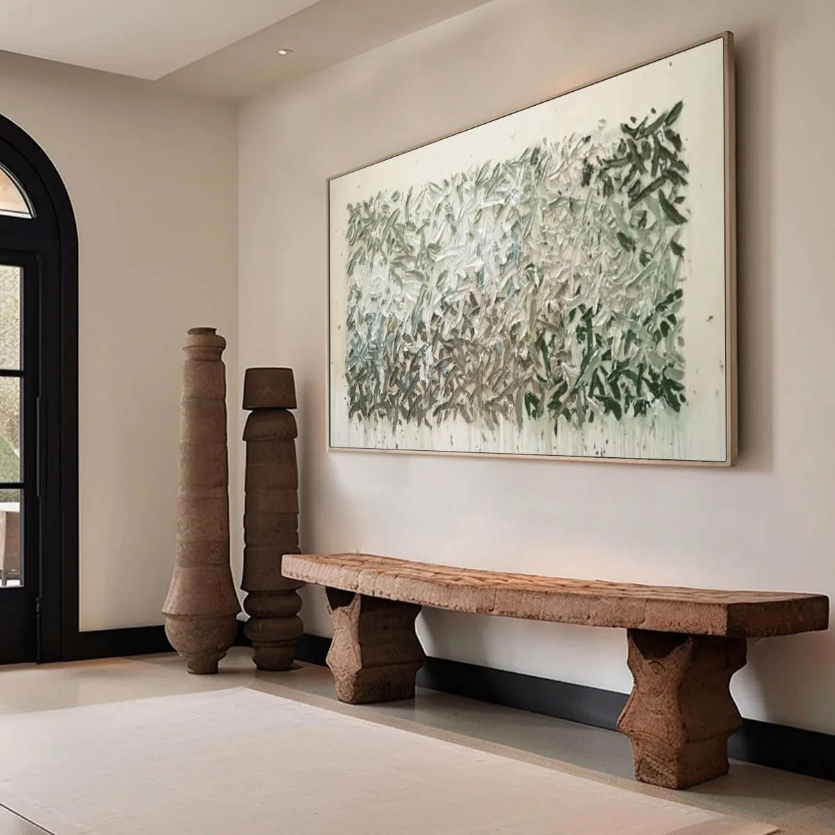 WHISPERING WINDS | gold frame stretched on neutral wall