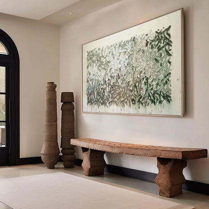 WHISPERING WINDS | gold frame stretched on neutral wall