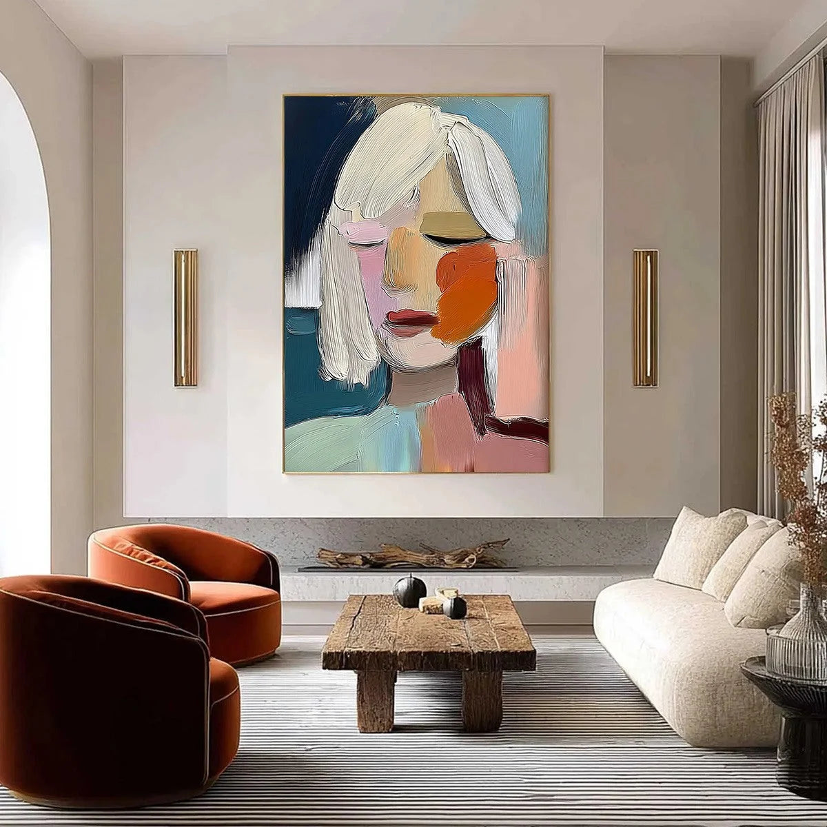 WHISPERS | gold frame stretched on neutral wall