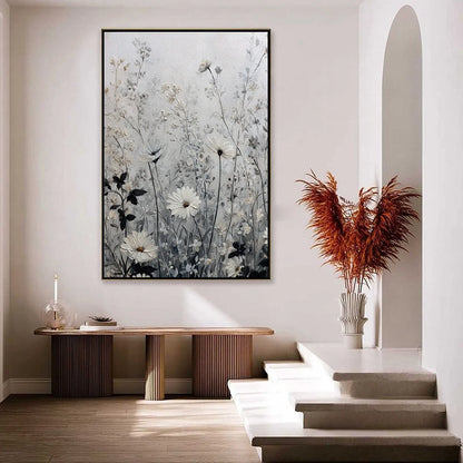 WHISPERS IN THE MEADOW | gold frame stretched on neutral wall