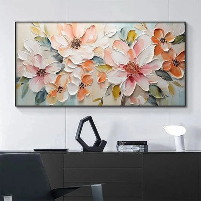 PEACH BLOSSOM | Abstract closeup, raised brushwork detail