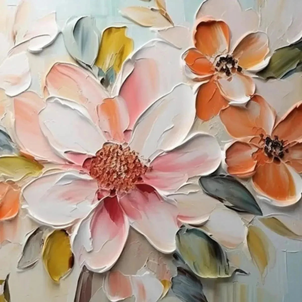 PEACH BLOSSOM | texture detail, palette knife marks visible
