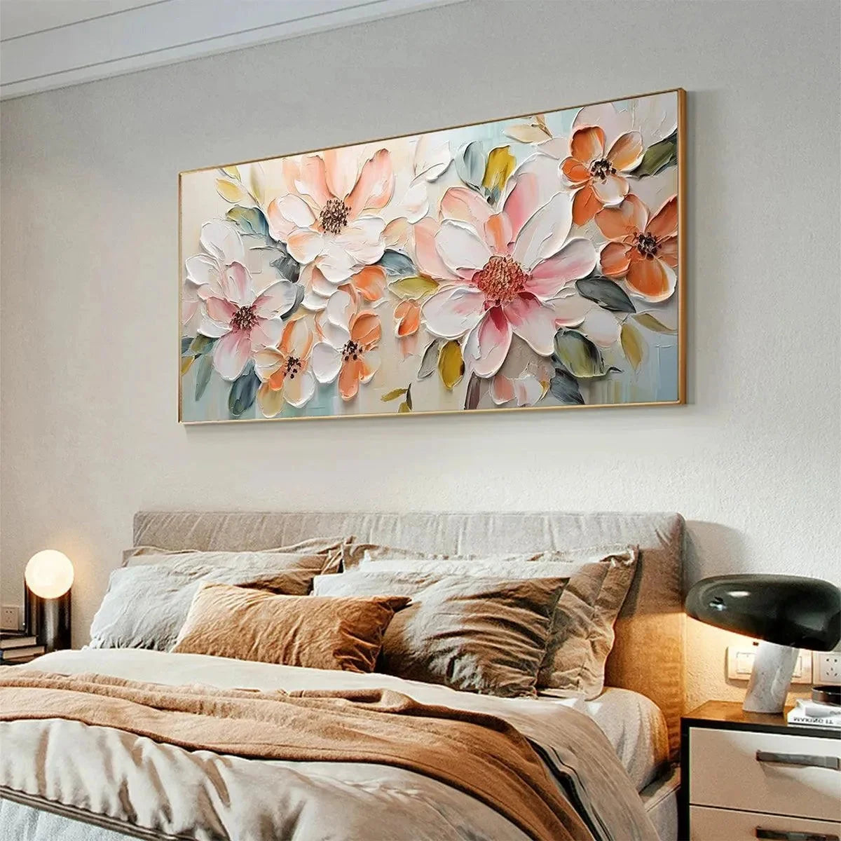 PEACH BLOSSOM | texture detail, palette knife marks visible