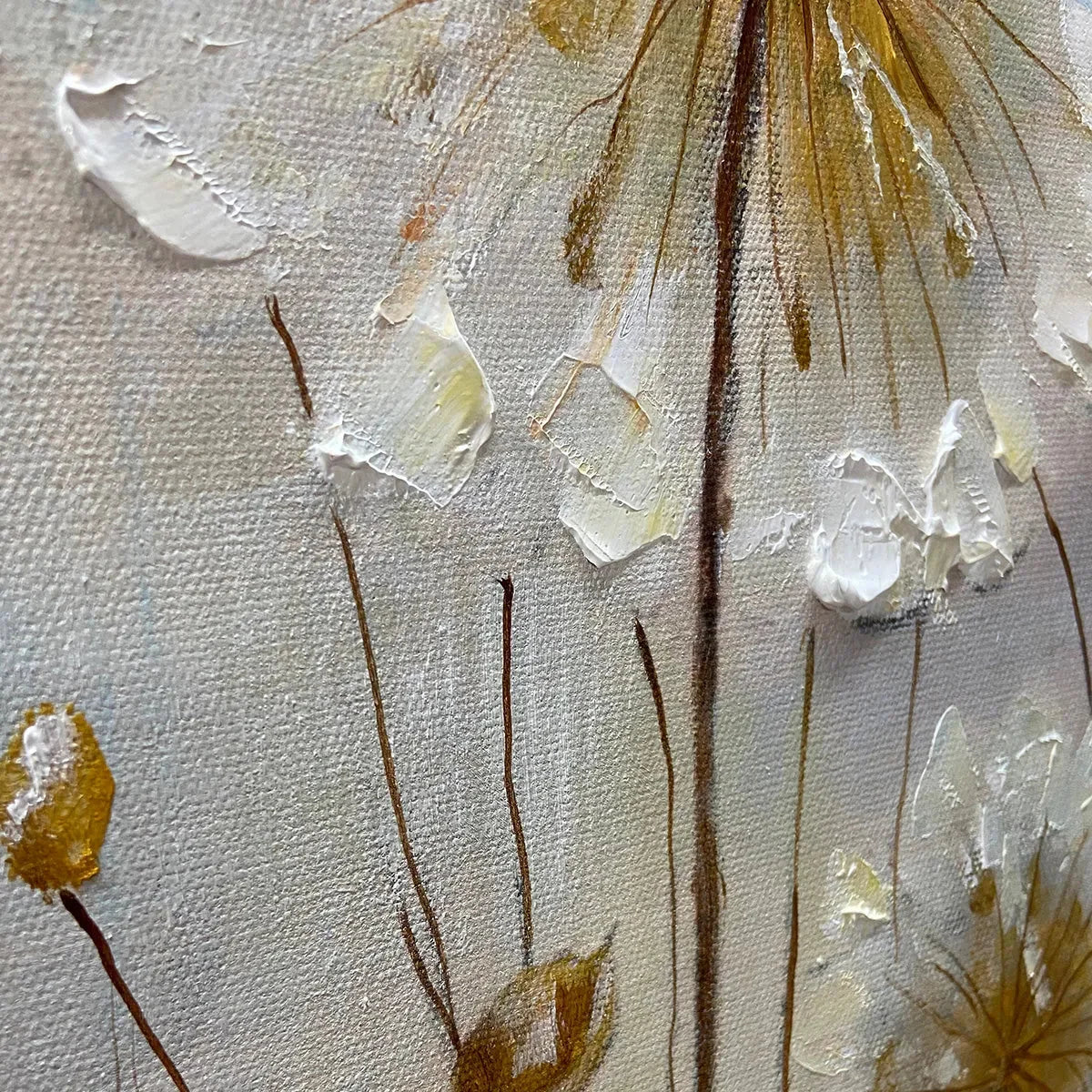 WHISPERS OF GOLD | gold frame stretched on neutral wall
