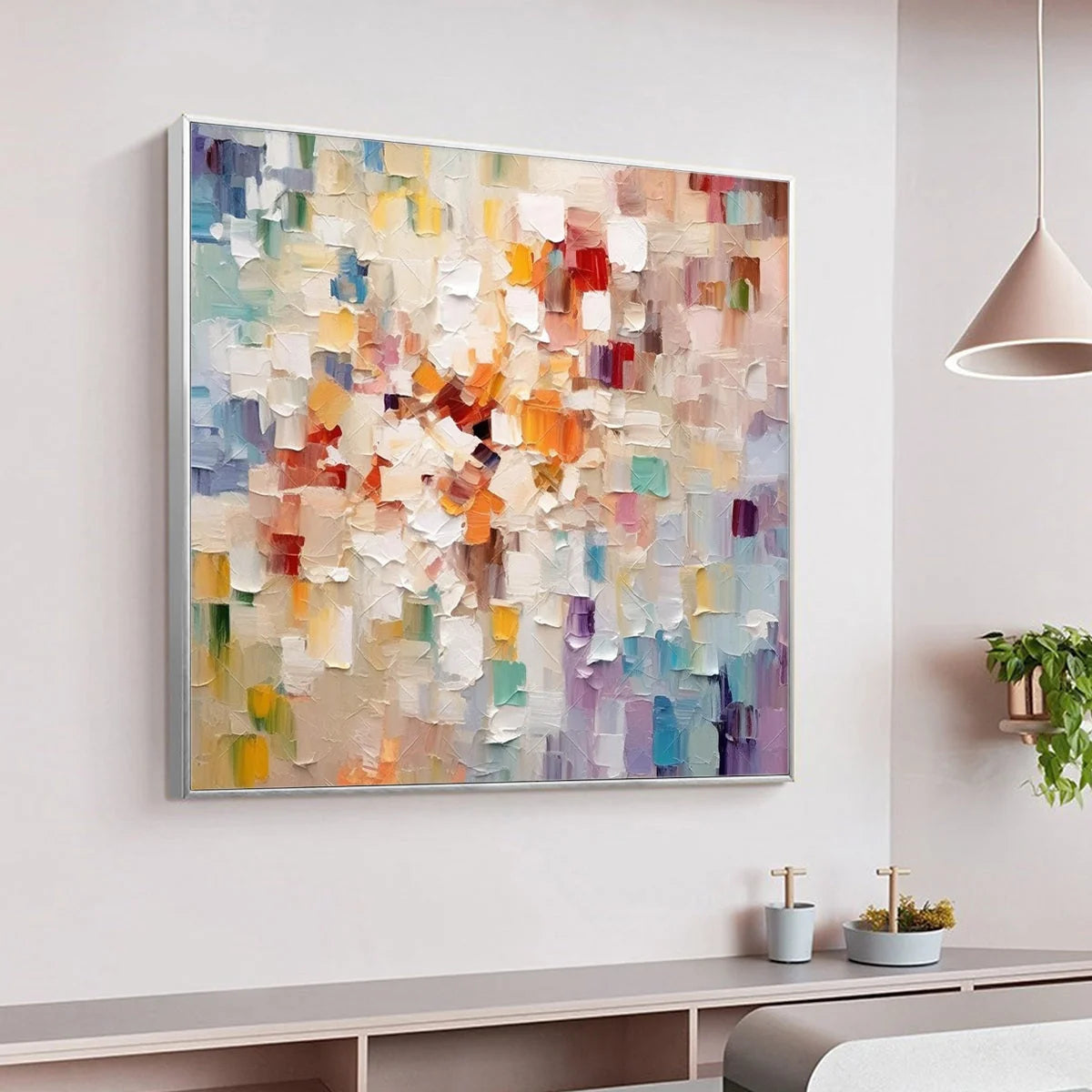 WHISPERS OF LIGHT | gold frame stretched on neutral wall