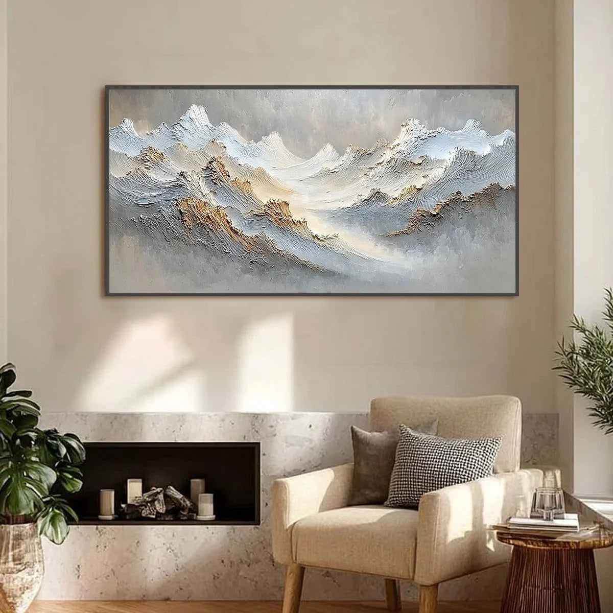 WHISPERS OF THE PEAK | Wabi Sabi closeup, raised brushwork detail