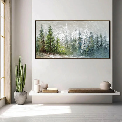 WHISPERS OF THE PINES | gold frame stretched on neutral wall
