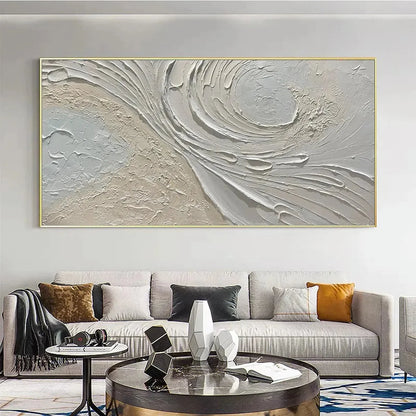 WHISPERS OF THE WIND | gold frame stretched on neutral wall