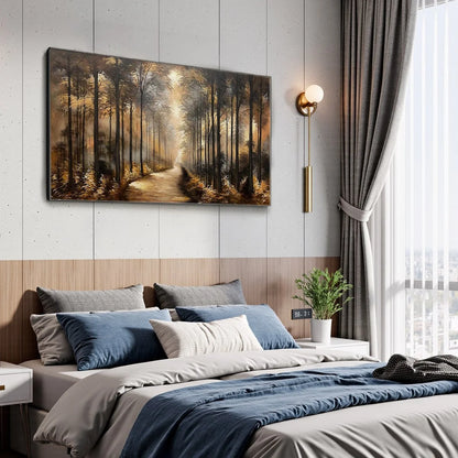 WHISPERS OF THE WOODS | gold frame stretched on neutral wall