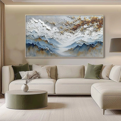 WHISPERS OF THE VALLEY | gold frame stretched on neutral wall