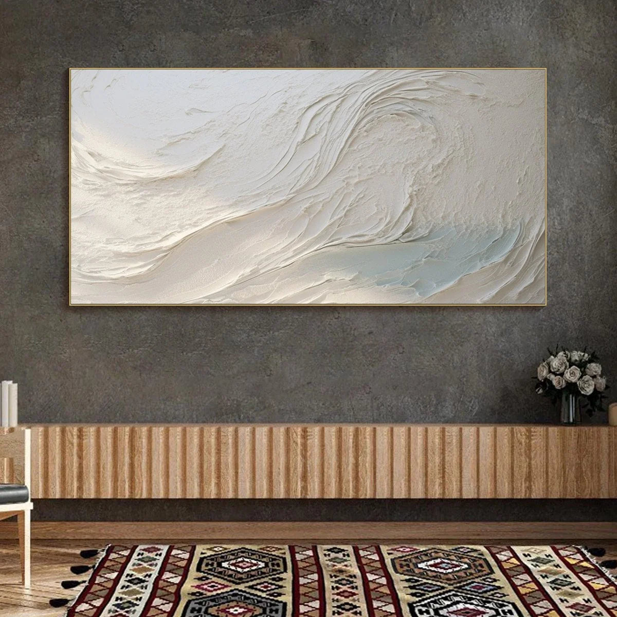 WHISPERS OF WHITE | black frame version on white wall