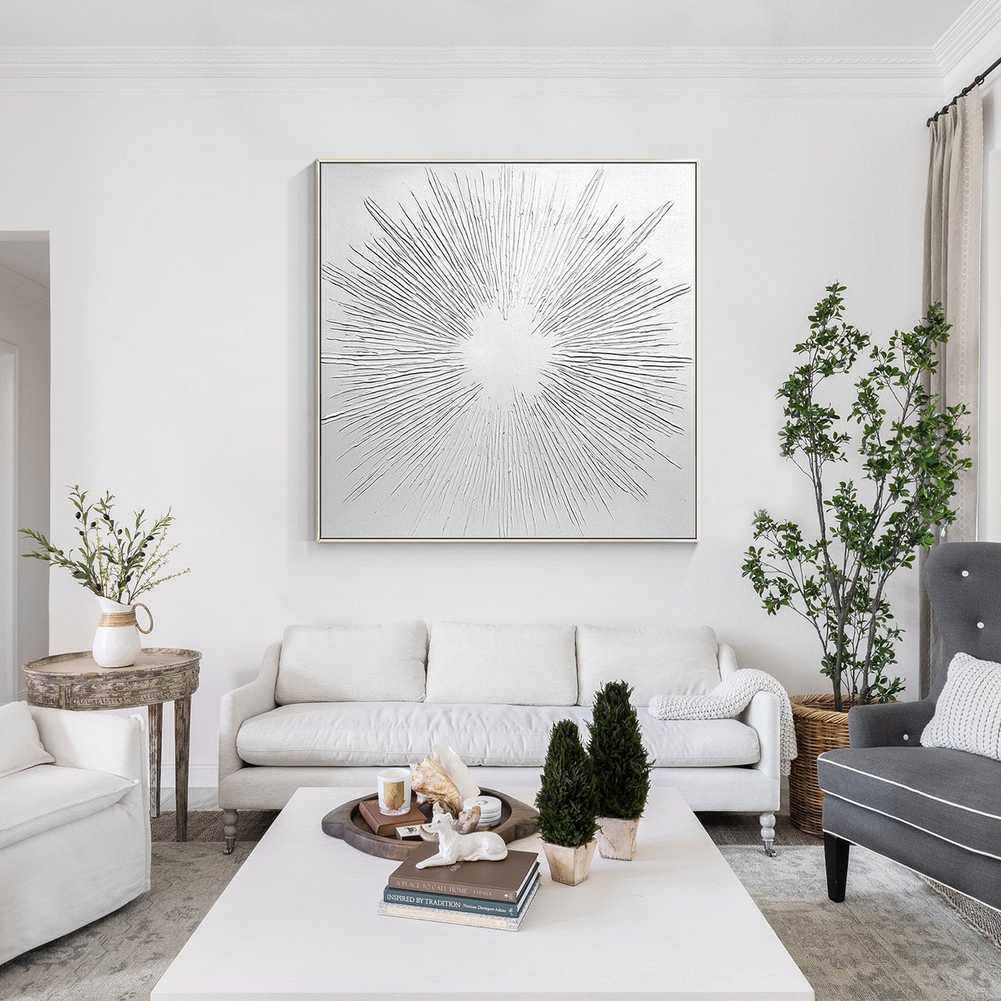 White 3D Texture Wall Art: Minimalist Nordic Painting #1