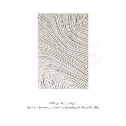 White 3D Textured Plaster Painting, Large Vertical Nordic Minimalist Wall Art, M #8