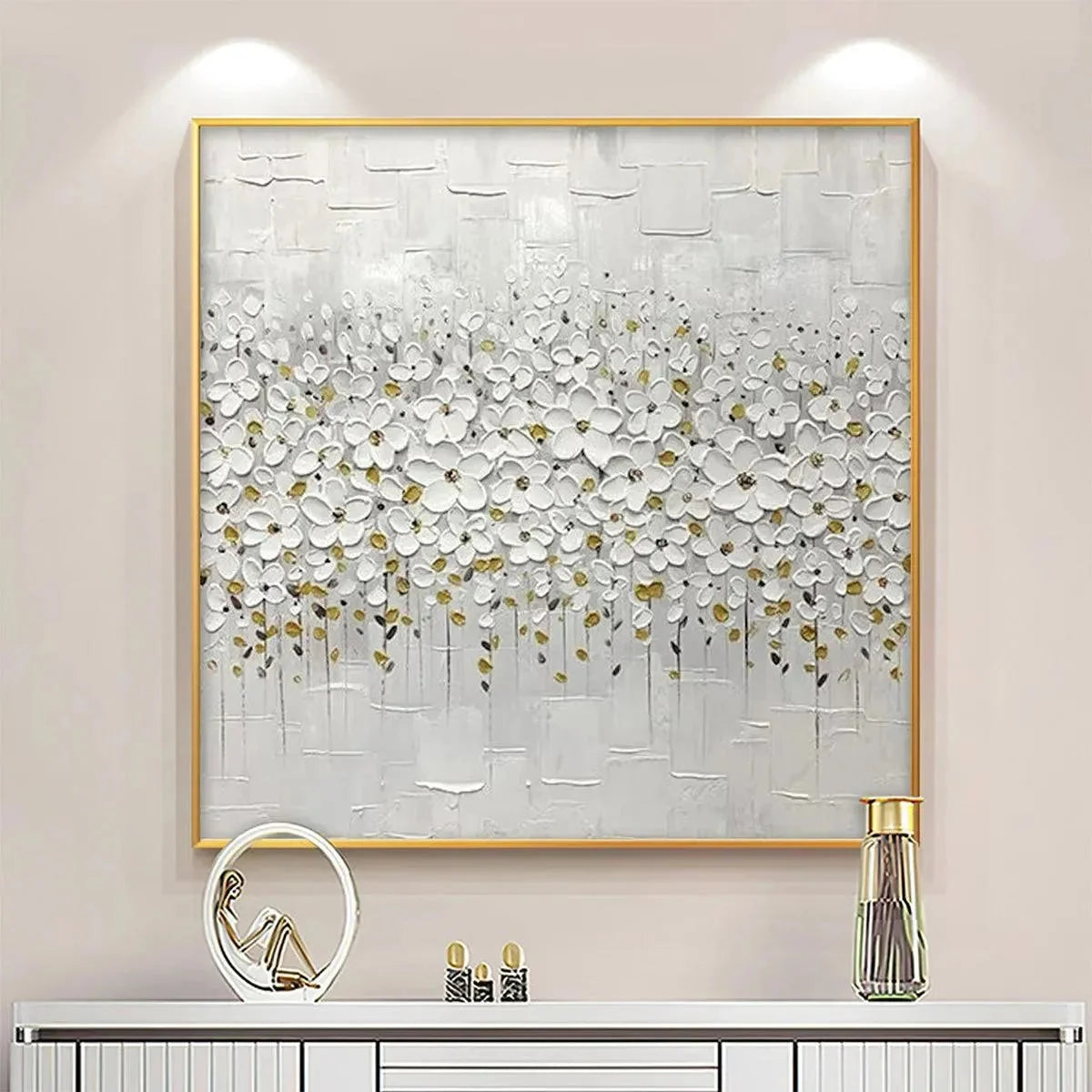 WHITE BLOSSOM FIELD | multi-color palette, original  art