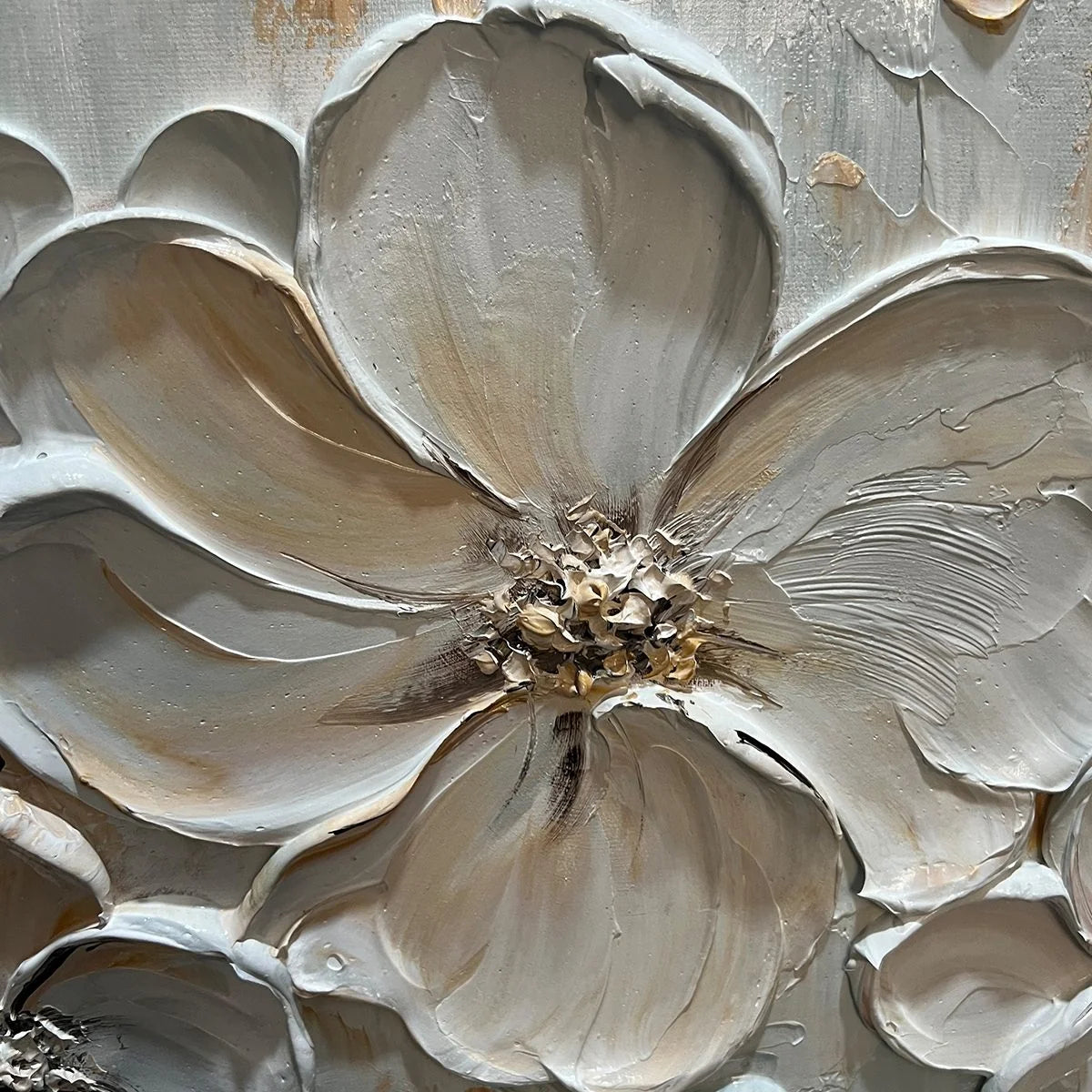 WHITE BLOSSOM SERENADE | rectangular format, hand-painted canvas edge