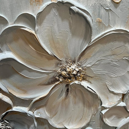 WHITE BLOSSOM SERENADE | rectangular format, hand-painted canvas edge