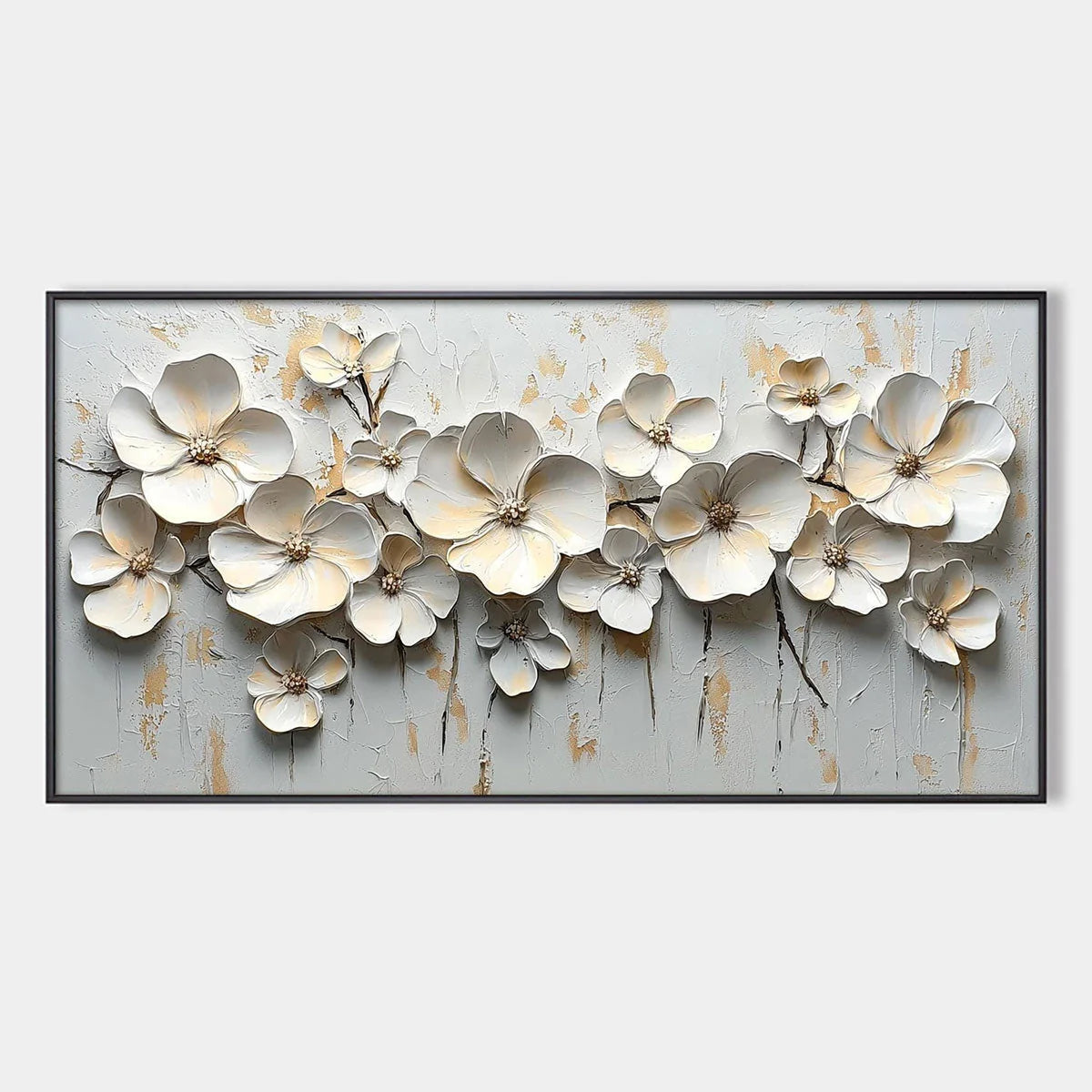 WHITE BLOSSOM SERENADE | hanging in , Abstract wall art