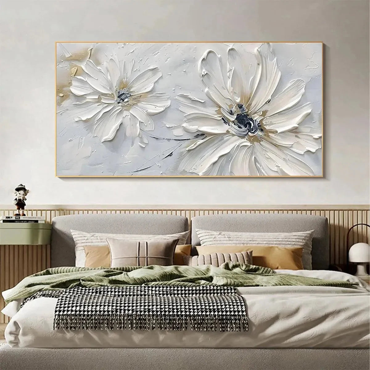 WHITE BLOSSOM SERENITY | Abstract closeup, raised brushwork detail